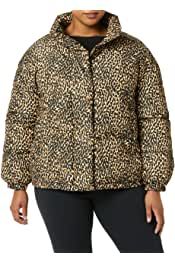 Photo 1 of AMAZON ESSENTIALS WOMENS PUFFER JACKET, LEOPARD PRINT, SIZE M