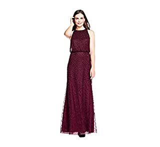 Photo 1 of Adrianna Papell Women's Art Deco Beaded Blouson Dress with Halter Neckline, Cassis, 6