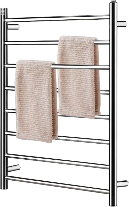 Photo 1 of  Homeleader Towel Warmer, 304 Stainless Steel Heated Towel Rack 8 Bars, Built-in Thermostat, Wall-Mounted & Plug-in Design, Chrome 