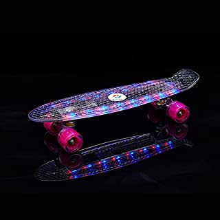 Photo 1 of 22 Inch Skateboard- with Led Light Up Wheels for Beginners,Complete Mini Cruiser Retro Skateboard for Kid ,Smooth Riding ,Durable Polypropylene with Pu Wheels