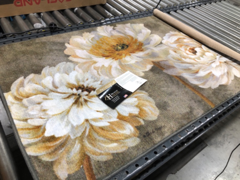 Photo 2 of 2'5"x3'8" Rectangle Indoor and Outdoor Tufted Floral Nylon Accent Rug Gray - Brumlow Mills