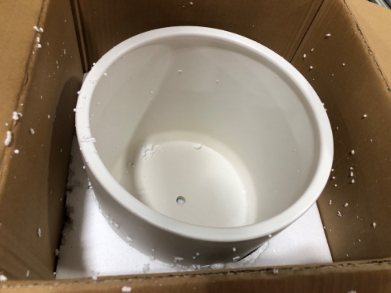 Photo 2 of  Kazeila 12 Inches Ceramic Planter Pot - Drainage Hole - Full Glazed - Matte White 