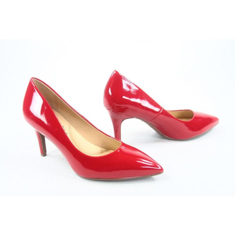 Photo 1 of CITYCLASSIFIED Soda City classified Coen Women's Comfort Patent Low Heel Pointed Toe Pump Shoes, RED, SIZE 7.5