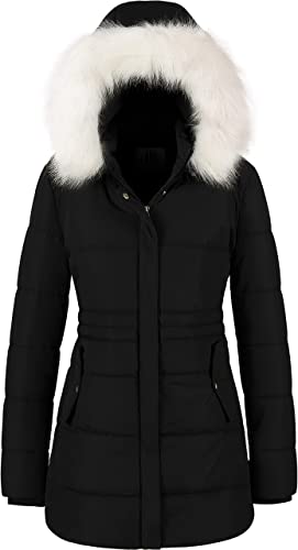 Photo 1 of Chrisuno Women's Winter Warm Coats Puffer Jacket Long Drawstring Waterproof Snow Parka With Removable Faux Fur Trim Hood
