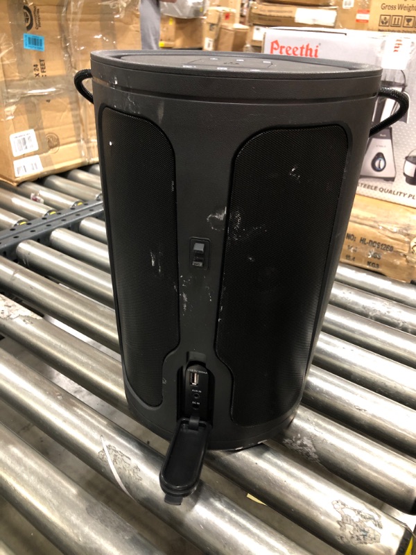 Photo 3 of Altec Lansing IMW899 Soundbucket XL | Rugged Portable Waterproof Snowproof Wireless Bluetooth Speaker, Built-in QI Wireless Charging, Illuminating LED Lights (Black)
