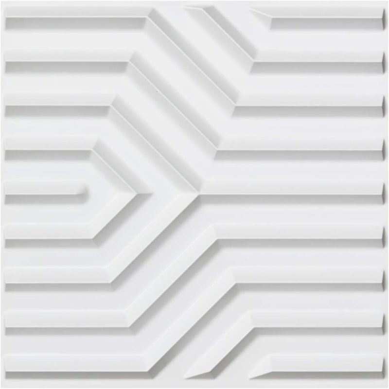 Photo 1 of Art3d Decorative 3D Panels in Modern Wall Design, Stripe - 19.7" x 19.7" - Pack of 12