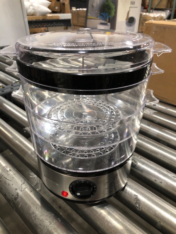 Photo 1 of Ovente Electric Food Steamer 5 Quart with 2 Tier Stackable BPA-Free Baskets, 400W Stainless Steel Base, Auto Shut-Off and 60-Minute Timer, Fast Steaming Ideal for Vegetable and Fish, Silver FS62S
