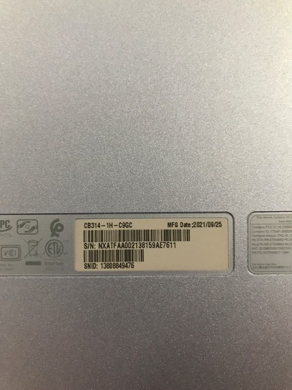 Photo 3 of Acer Consumer - Acer Chromebook 314 Cb314-1h Cb314-1h-c9gc 14" Chromebook - Full HD - 1920 X 1080 - Intel Celeron N4020 Dual-core (2 Core) 1.10 Ghz -
