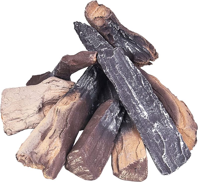 Photo 1 of  HEXELE 8 Pieces Gas Fireplace Logs Set, Fake Faux Fireplace Logs, Ceramic Wood Gas Fireplace Logs for Gas Fireplaces Natural Gas, Fire Pits, Vented, Ventless Outdoor and Indoor Electric Fireplace Logs 