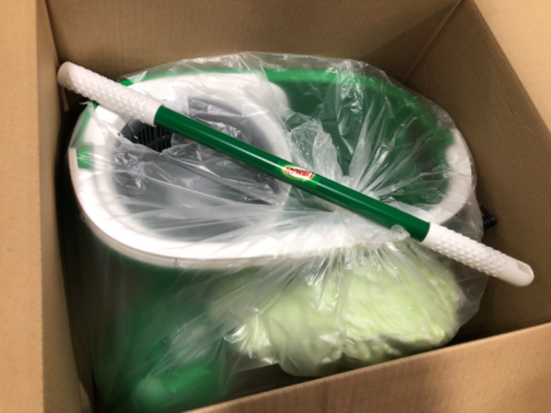 Photo 2 of  Libman All-In- One Microfiber Spin Mop and Bucket Floor Cleaning System, 2 Gallons, Green & White 