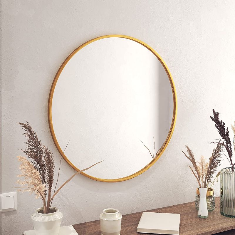 Photo 1 of  Gold Circle Wall Mirror 30 Inch Round Wall Mirror for Entryways, Washrooms, Living Rooms and More (Gold, 30") 