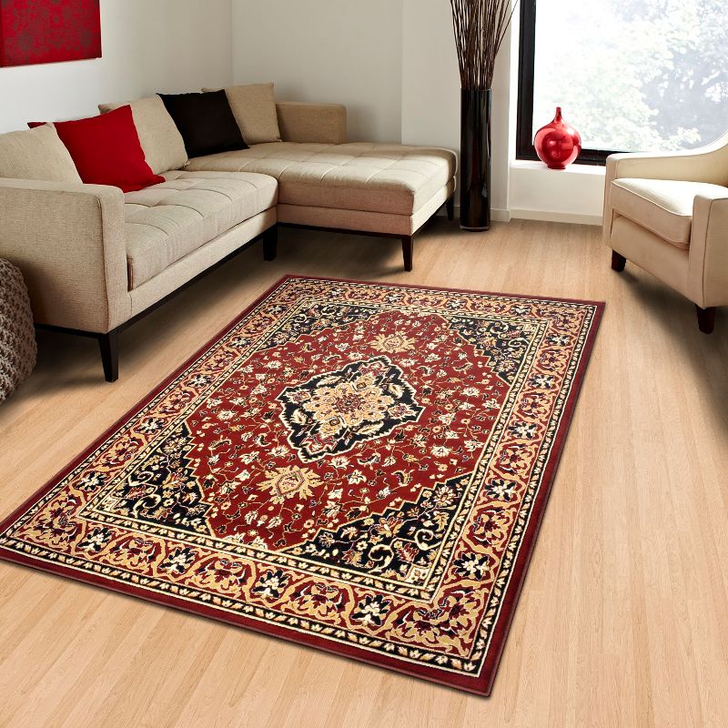 Photo 1 of  Superior Glendale Floral Indoor Large Area Rug Red 8 X 10 FEET