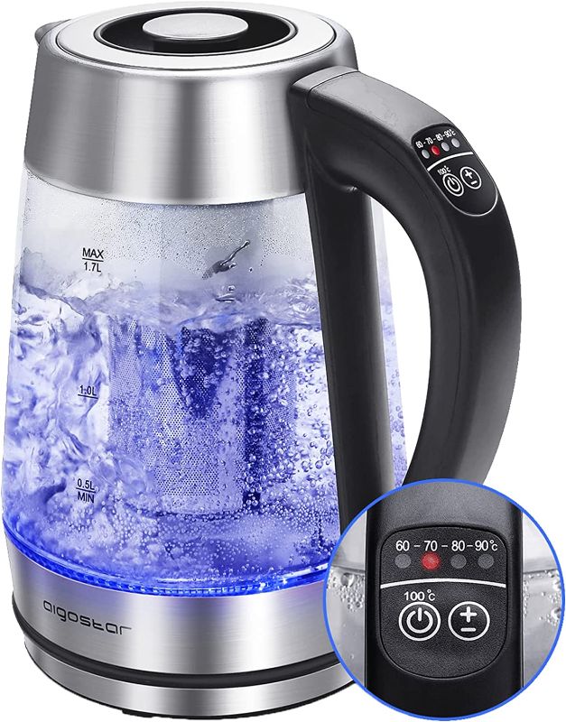 Photo 1 of Aigostar Electric Kettle Temperature Control & Tea Infuser 1.7L, Hot Water Tea Kettle with Variable Temperature LED Indicator Light Change Auto Shut-Off 