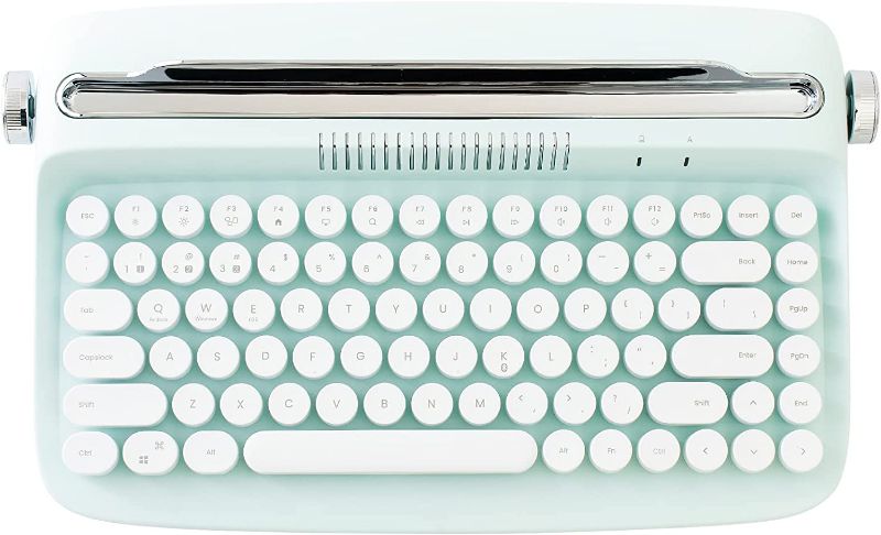 Photo 1 of YUNZII ACTTO B303 Wireless Typewriter Keyboard, Retro Bluetooth Aesthetic Keyboard with Integrated Stand for Multi-Device (B303, Sweet Mint)
