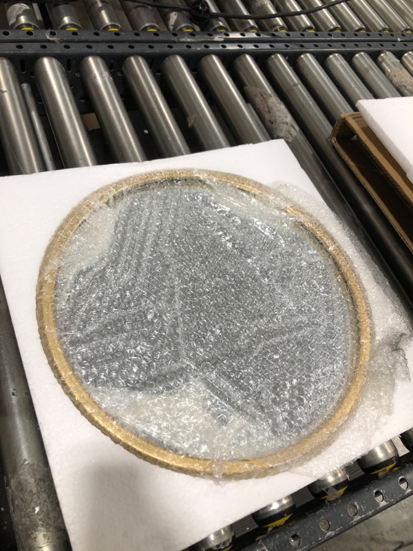 Photo 1 of 16 Inch Circle Wall Mirror, Round Wall Mirror Metal Frame for Bathroom, Living Room, Washroom, Large Vanity Mirror(Gold)
