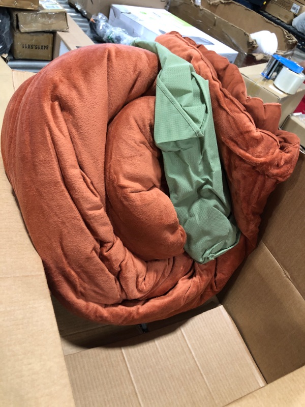 Photo 1 of Houseri Burnt Orange Comforter Set Full Velvet Rust Comforter Bedding Sets Full Terracotta Comforter Flannel Plush Furry Comforter Blanket Micromink Sherpa Comforter Brick Red Bedding Full Size Full(80''*90''-Comforter) Burnt Orange Velvet