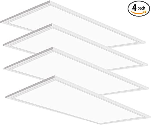 Photo 1 of 2X4 LED Flat Panel Light,4 Pack,75Watt,0-10V Dimmable,7800 Lumens,5000K Daylight White Color, Drop Ceiling Flat LED Light Panel,Recessed Edge-Lit Troffer Fixture
