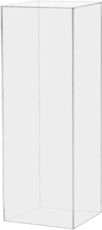 Photo 1 of Acrylic Pedestal Stand Clear Box Value Pack of 4 Clear Bottom Hollow 12"W x 12"D x 32"H Display Weddings Funerals Boutiques Parties Decor Collectible Cube Riser Case Clear by Marketing Holders 