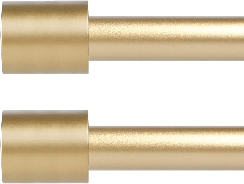 Photo 1 of 2 Pack Gold Curtain Rods for Windows 28 to 48 Inch(2.3-4ft),1 Inch Diameter Heavy Duty Curtain Rods,Cylindrical End Cap Curtain Rod,Modern Adjustable Drapery Rods,Window Curtains Rod 28-48",Gold 