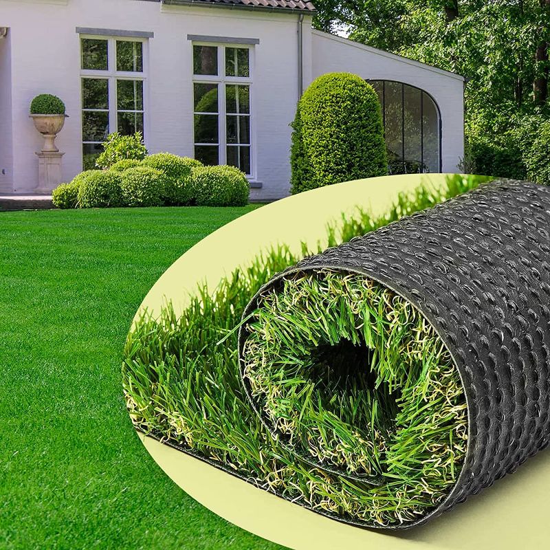 Photo 1 of AYOHA Artificial Turf 3' x 5' Realistic Synthetic Grass, 1.38" Pile Height, Fake Lawn, Landscape for Pets Area, Play Ground, Pool Area, Backyard, Patio, Balcony, Drainage Holes, Custom Size 