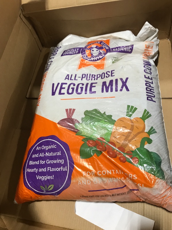 Photo 2 of Purple Cow Organics All Purpose Veggie Mix, 1 Cubic Foot Bag, Organic Chemical-Free & Ready to Use Plant Based Compost Blend for Vegetable Gardens, Containers & Planter Pots, Raised Bed Boxes---EXP NOT SHOWN 