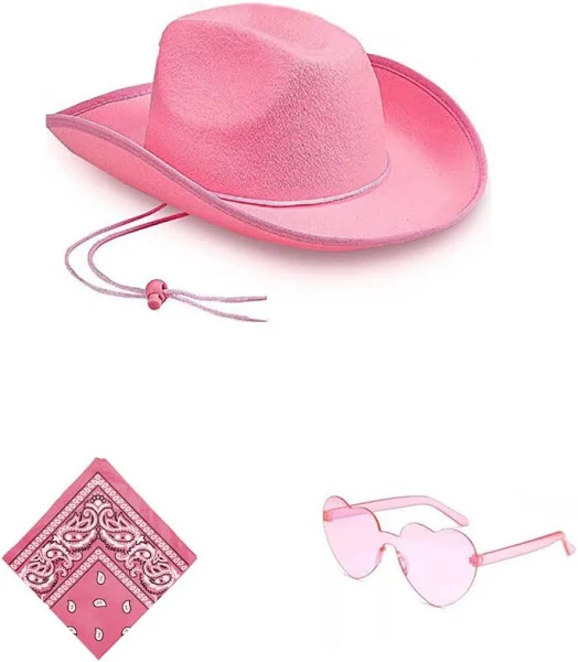 Photo 1 of Adult Cowboy Hat with Cowboy Bandana and Glasses Western Cowboy Cowgirl Costume Accessories Set for Halloween Party