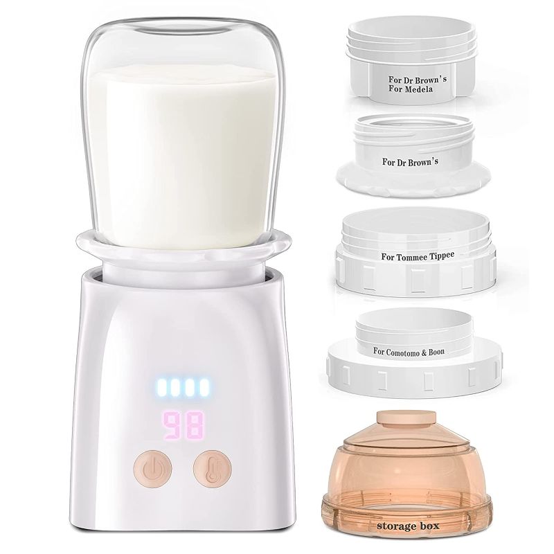 Photo 1 of Limited-time deal: Bottle Warmer, Fast Heating Portable Bottle Warmer with 4 Adapters, Rechargeable Travel Bottle Warmer with Smart Temperature Control, Cordless Baby Bottle Warmer for Breastmilk or Formula