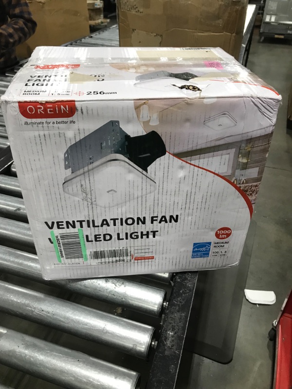 Photo 1 of OREiN Bathroom Exhaust Fan with Light, 12W Bathroom Fan with LED Light, 100 CFM, 1.5 Sones Ventilation Fan Combo for Home, Quiet Energy Star Certified and HVI/FCC/ETL Listed, White----UNABLE TO TEST