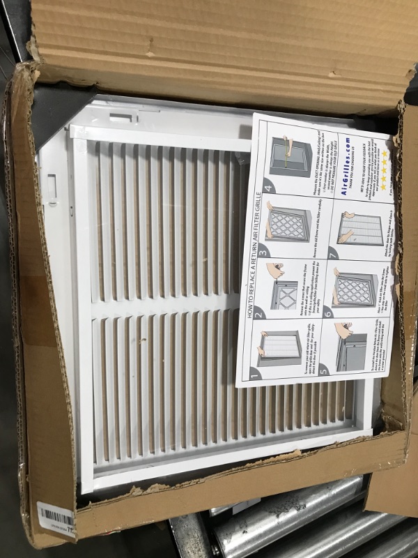 Photo 2 of 14"W x 14"H [Duct Opening Measurements] Steel Return Air Filter Grille (AGC Series) Removable Door, for 1-inch Filters, Vent Cover Grill, White, Outer Dimensions: 16 5/8"W X 16 5/8"H for 14x14 Opening Duct Opening Size: 14"x14"