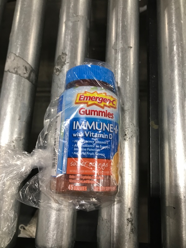 Photo 2 of Emergen-C Immune+ Immune Gummies, Vitamin D plus 750 mg Vitamin C, Immune Support Dietary Supplement, Caffeine Free, Gluten Free, Super Orange Flavor - 45 Count--exp 05/2023