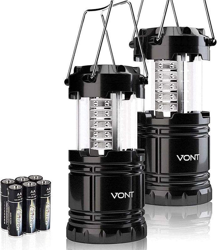 Photo 1 of  Vont 2 Pack LED Camping Lantern, Super Bright Portable Survival Lanterns, Must Have During Hurricane, Emergency, Storms, Outages, Original Collapsible...

