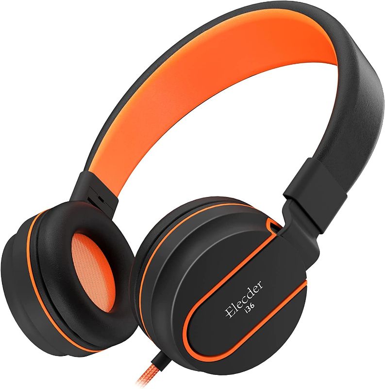 Photo 1 of ELECDER i37 Kids Headphones Children Girls Boys Teens Foldable Adjustable On Ear Headphones 3.5mm Jack Compatible Cellphones Computer MP3/4 Kindle School Tablet Orange/Black