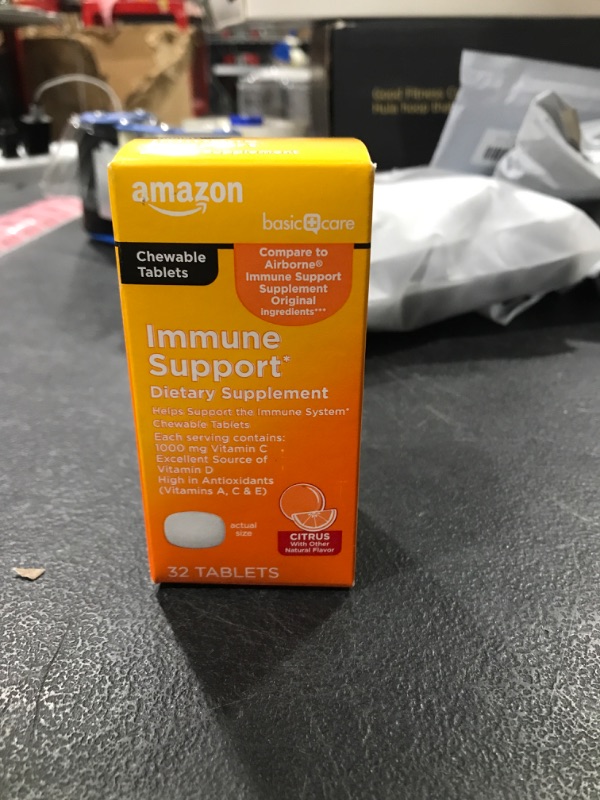 Photo 2 of Amazon Basic Care Immune Support Citrus Chew Tablets, 32 Count Citrus 32 Count (Pack of 1) exp. 07/2023