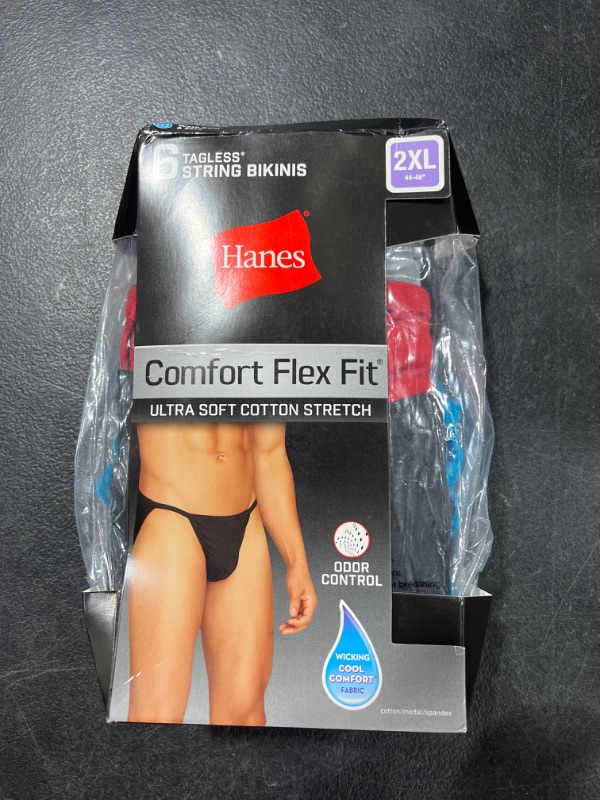 Photo 2 of Hanes Men's Comfort Flex Fit String Bikinis, 6-Pack SIZE 2XL 