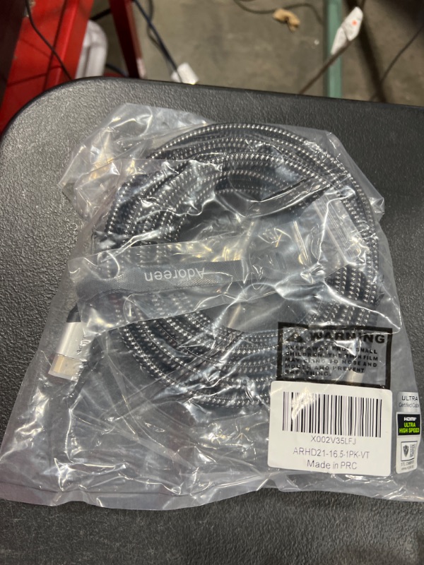 Photo 2 of 8K HDMI 2.1 Cable (Certified) 16.5 feet,Adoreen 48Gbps Braided HDMI Cord(1.5ft to 16.5ft) for 8K@60Hz 4K@120Hz 2K 1080P, Dynamic HDR, eARC HDCP2.2 Compatible PS5,PS4,Xbox,HD TV with 5 Cable Ties(5m) 16.5ft-1PK