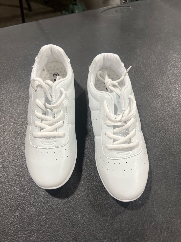 Photo 1 of BAXINIER Youth Girls White Cheerleading Dancing Shoes Athletic Training Tennis Walking Breathable Competition Cheer Sneakers SIZE 34 
