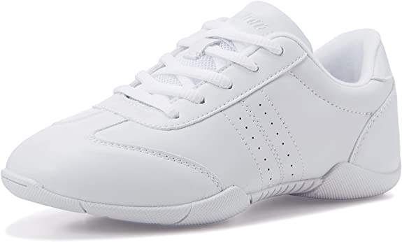 Photo 1 of BAXINIER Youth Girls White Cheerleading Dancing Shoes Athletic Training Tennis Walking Breathable Competition Cheer Sneakers SIZE 34 
