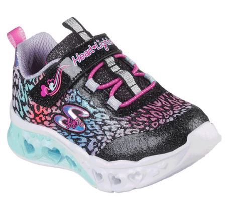 Photo 1 of Flutter Heart Lights in Black Multi by Skechers 5M