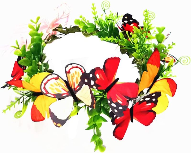 Photo 1 of Alove Ditto Colorful Buterflies Crown Butterfly Headband Hair Wreath Floral Garland Crown Headpiece
