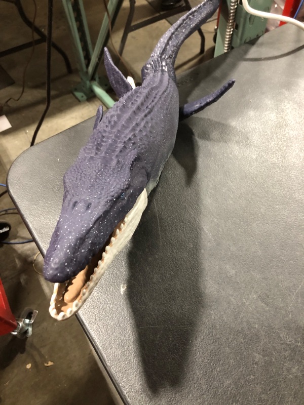 Photo 2 of ((((READ COMMENTS)) Jurassic World Ocean Protector Mosasaurus Dinosaur Action Figure Sculpted with Movable Joints Made from 1 Pound of Oceanbound Plastic, Kids Toy Ages 4 Years & Older Evergreen Mosasaurus