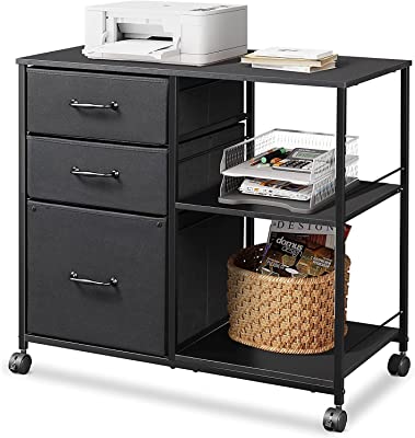 Photo 1 of LEZIOA 2 Drawer Mobile File Cabinet, Rolling Printer Stand with Storage Drawer, Fabric Office Lateral Filing Cabinet fits A4 or Letter Size for Home Office (Black) https://a.co/d/gOHhJd6