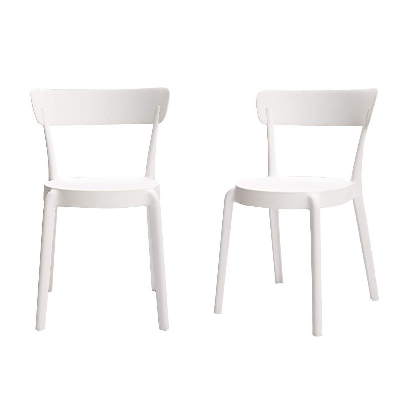 Photo 1 of Amazon Basics White, Armless Bistro Dining Chair-Set of 2, Premium Plastic White Dining Chair - size 19.7"D x 20"W x 31"H
