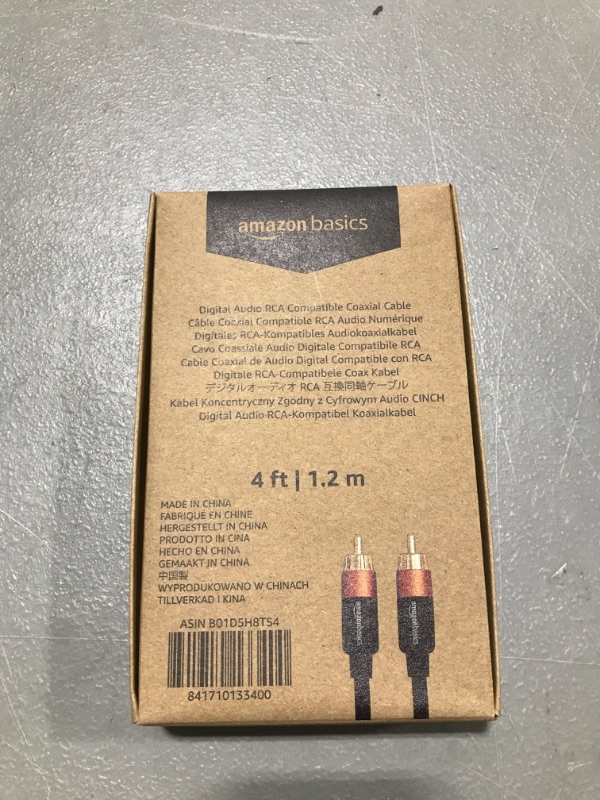 Photo 2 of Amazon Basics Digital Audio Coaxial Cable - 4 feet 4 Feet 1-Pack Coaxial Cable