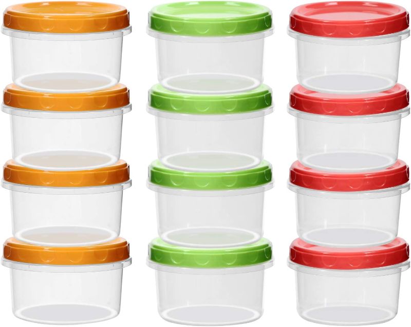 Photo 1 of 12-pack 8oz/250ml reuseable small plastic freezer storage container jars with screw lid for food kids baby lunch snacks slime cup |Sturdy Plastic|BPA Free | Freezer & Dishwasher Safe| 
