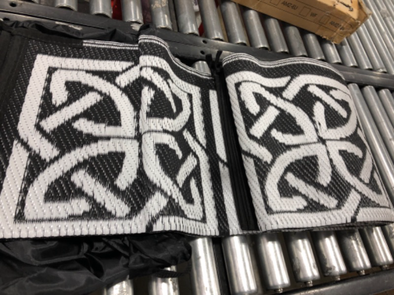 Photo 1 of Outdoor Rugs for Patios Clearance, Rv Outdoor Rugs,Camping Rug,8x10 Outdoor Waterproof Rugs Plastic Patio Rugs,Black and White 8x10 Outdoor Rug Plastic Rug for RV, Camping,Porch,Deck Any Area 8'x 10' Black&white