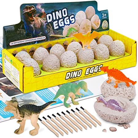 Photo 1 of Dinosaur Egg Dig Kit Dinosaur Toys for Kids 3-12 Year Old Boys & Girls 12 Easter Eggs & Dino Eggs Excavation Science STEM Activities Educational Toy Dinosaur Party Favors Gifts Ages 3-5 5-7 6-8 9-12
