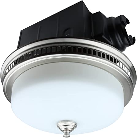 Photo 1 of Akicon Ultra Quiet 110 CFM Round Exhaust Bathroom Fan with Light and Nightlight Brushed Nickel (3x9W GU24 Base LED Bulbs and 1pcs E12 Nightlight Included)
