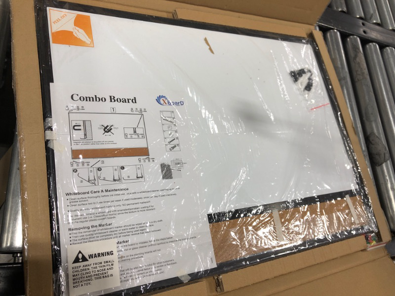 Photo 2 of XBoard Magnetic whiteboard 24 x 18 - Combo Whiteboard Dry Erase Board/Cork Board, Magnetic White Board + Corkboard with Black Aluminum Frame, 10 Colorful Push Pins & Marker Tray Included 24 x 18 Inch Black-vertical