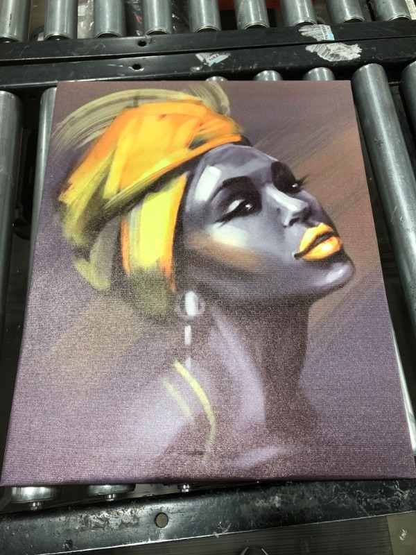 Photo 2 of African American Wall Art Yellow Hair Beauty Black Woman Abstract Painting Canvas Poster for Living Room Bedroom Bathroom Home Decor 16x24 inch Framed
