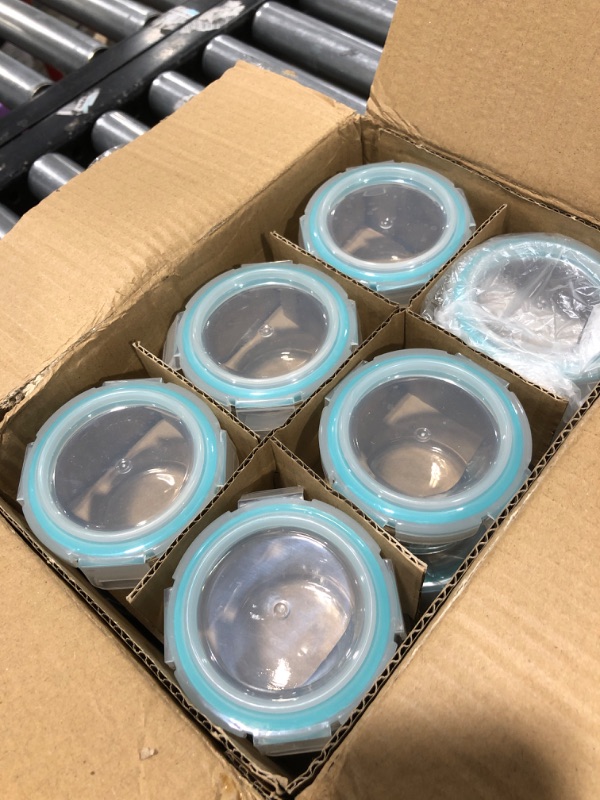 Photo 1 of [12-Pack, 5oz]Mini Glass Food Storage Containers, Small Glass Jars with BPA-Free Locking Lids, Food containers, Airtight, Freezer, Microwave, Oven & Dishwasher Friendly blue5oz